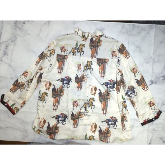 Womens 4XL Equestrian Horse Rider Button Blouse Tunic Long Sleeve Plus Size - Picture 12 of 12
